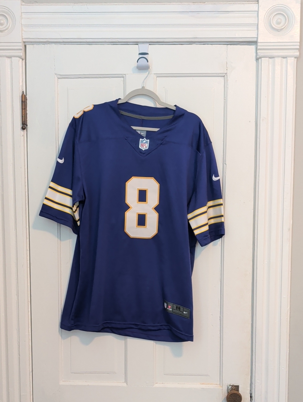 Nike Men’s Royal Blue Football Jersey with Gold & White Number 8